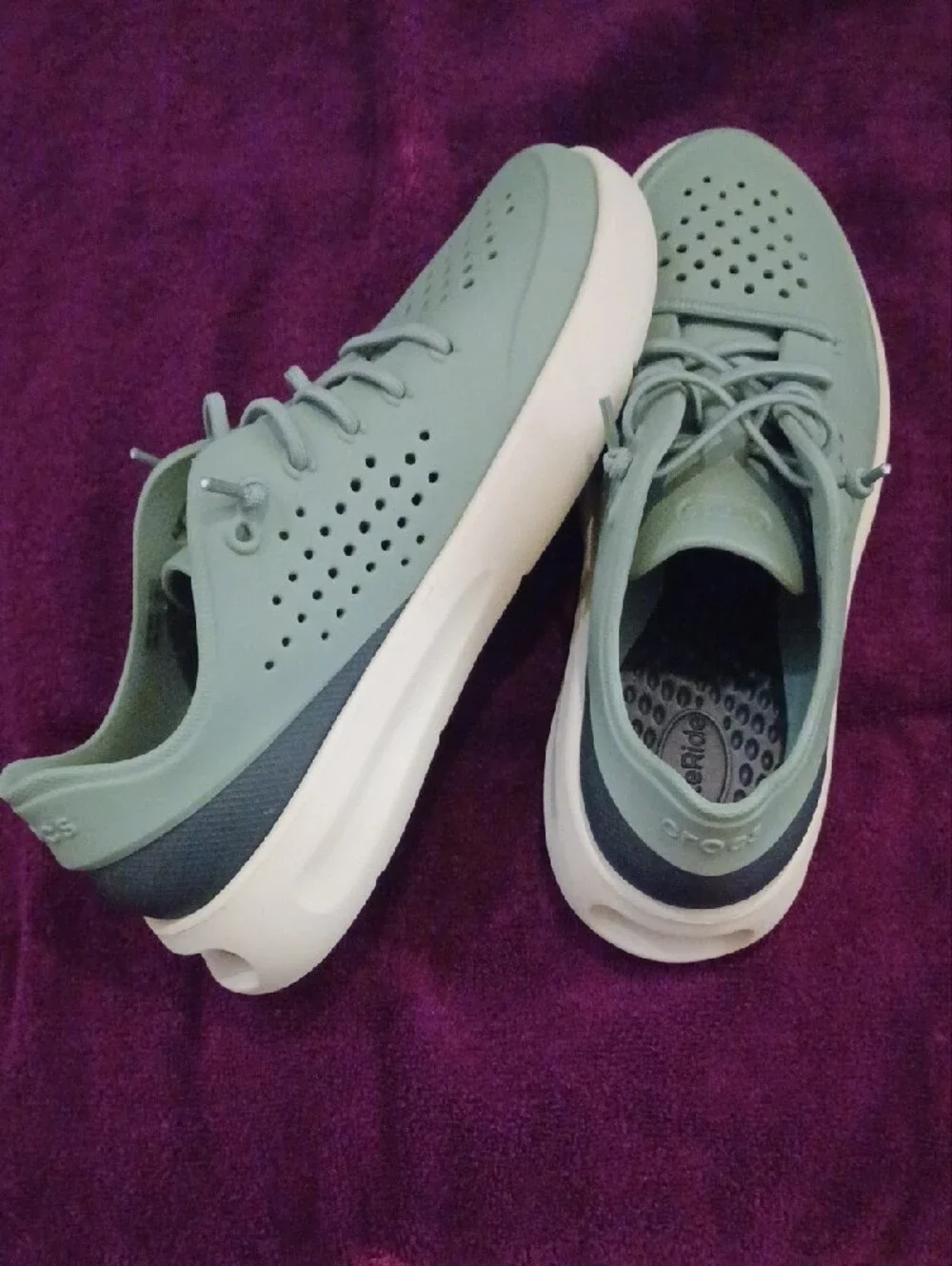 Unisex CROCS Women's/Men's Lace-Up Sneakers in Sage